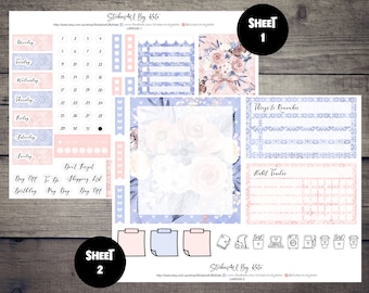 Blue Blush | Lime Weekly Sticker Kit | Individual sheets or full kit | Lime Weekly Planner