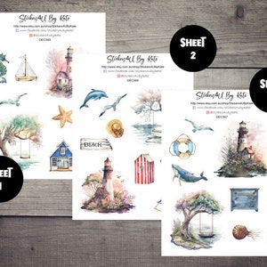 Lighthouse, Beach and Lakefront Collection Decorative Stickers | Erin Condren, Kikki-K, Happy Planner, Bullet Journaling, Bujo and More