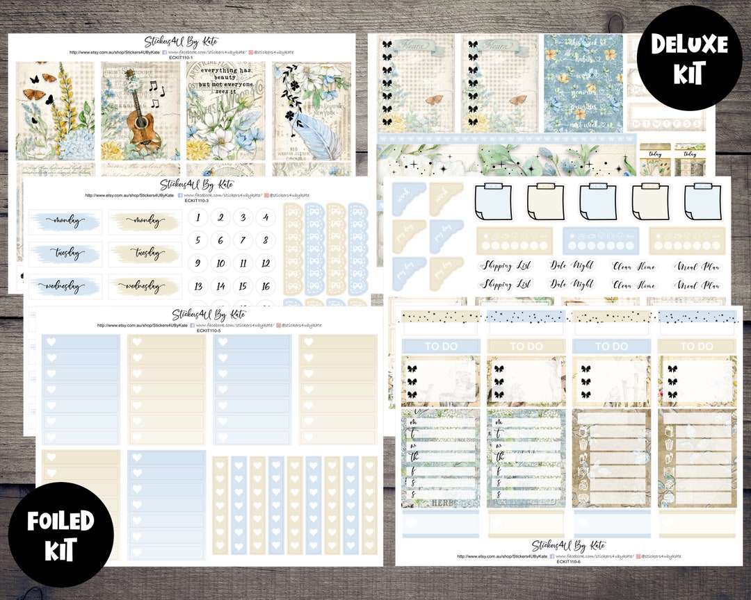 Country Side | Foiled Weekly Vertical Planner Stickers Kit | Individual ...