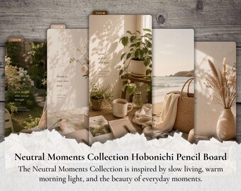 Neutral Moments Collection Hobonichi Weeks Pencil Board | Minimalist Botanical Planner Dashboard | Reusable Writing Board | Pencil Board