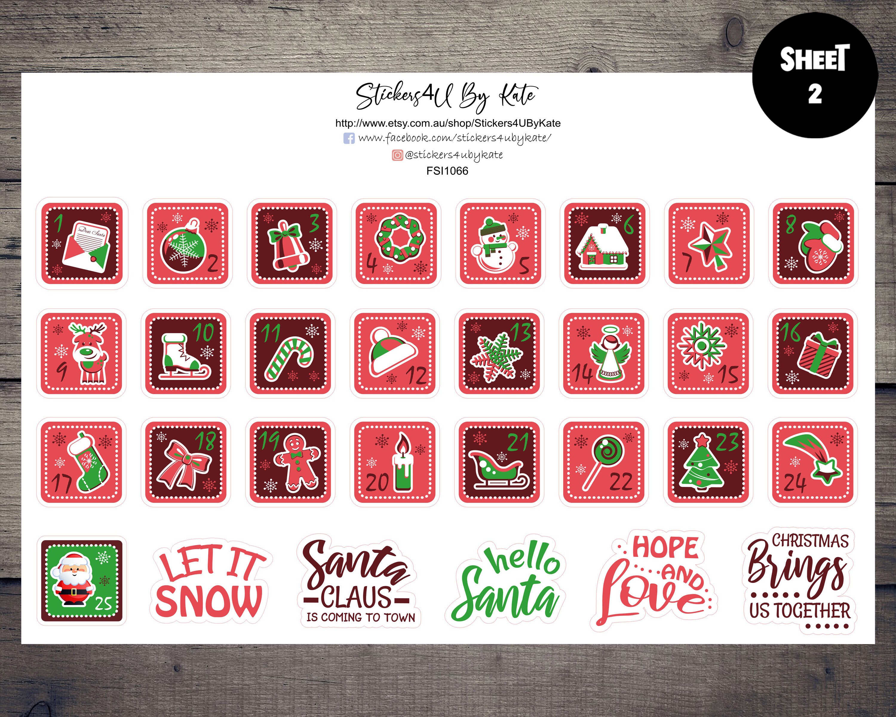 Christmas Countdown Planner Stickers Christmas Advent - Etsy