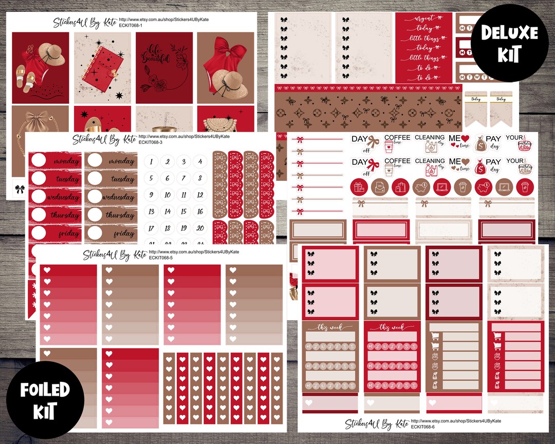 Red Hot Summer | Foiled Weekly Vertical Planner Stickers Kit ...