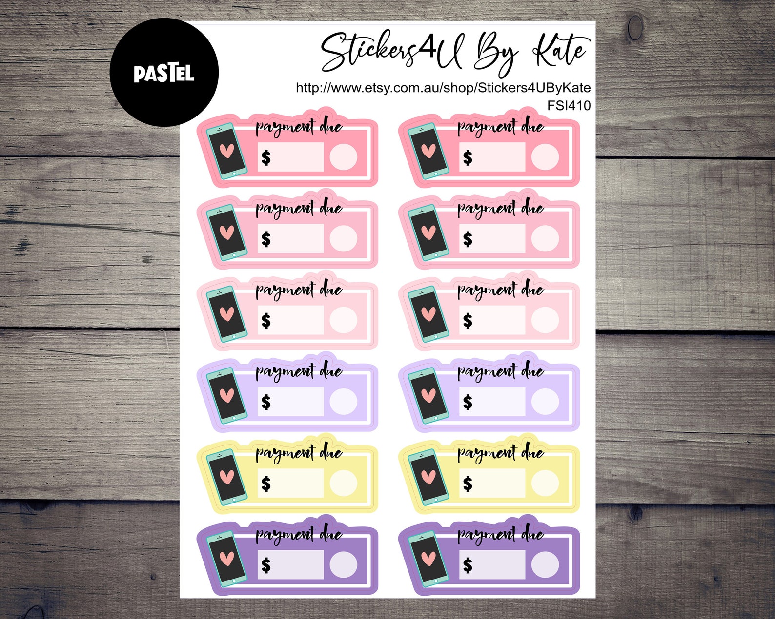 Phone Payment Due Pay Reminder Planner Stickers Erin Etsy