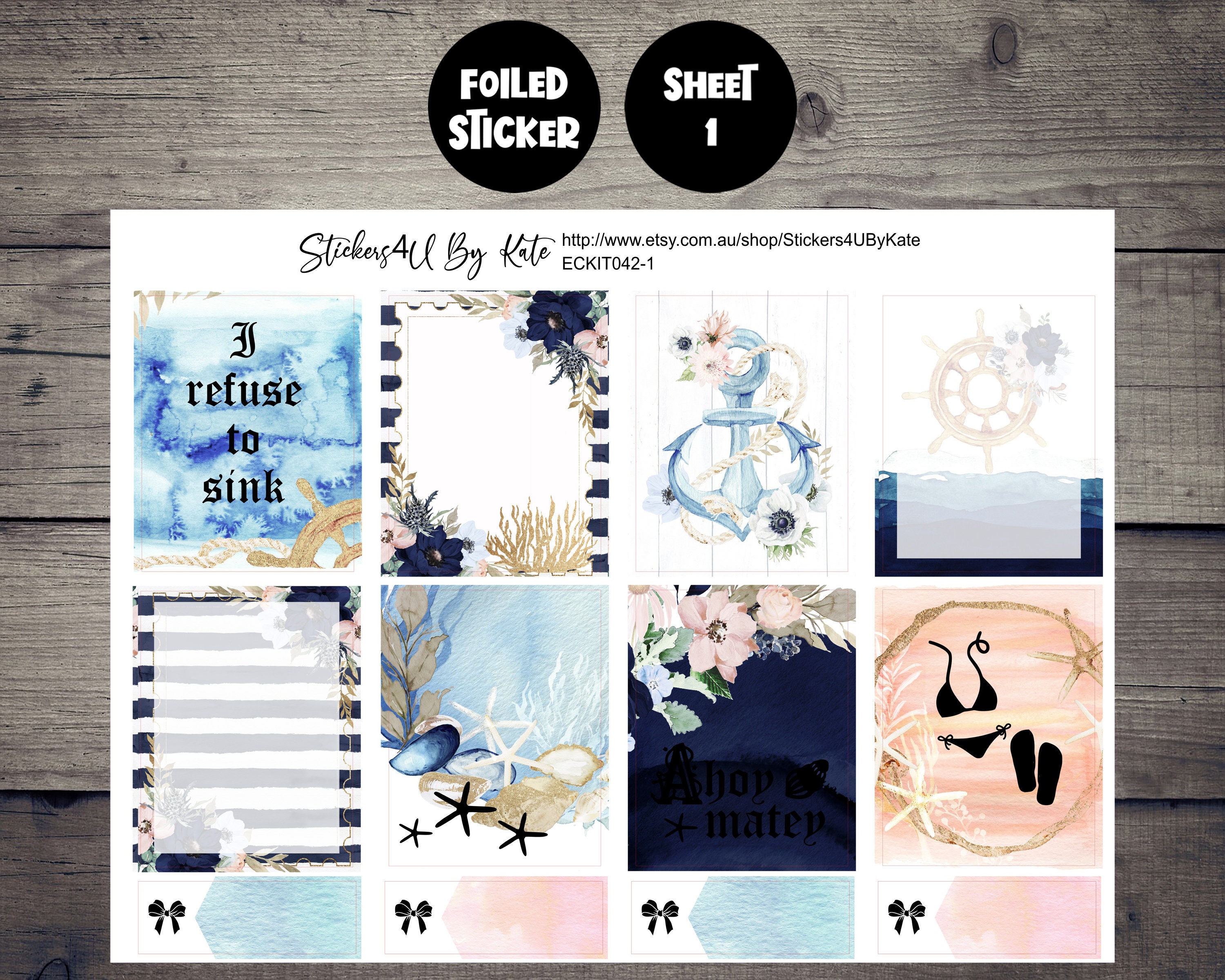 Marina Bloom | Foiled Weekly Vertical Planner Stickers Kit | Individual ...