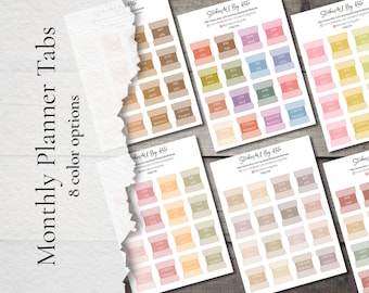 HOBONICHI Weeks Monthly Tabs | 8 Color Options | Functional Planner Stickers | Journaling Stickers | Mini Monthly Tabs Hobonichi Size