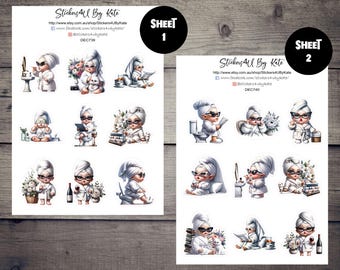 Lazy Day of Elegant Girl Gnome Scrapbooking Decorative Stickers | Erin Condren, Kikki-K, Happy Planner and More