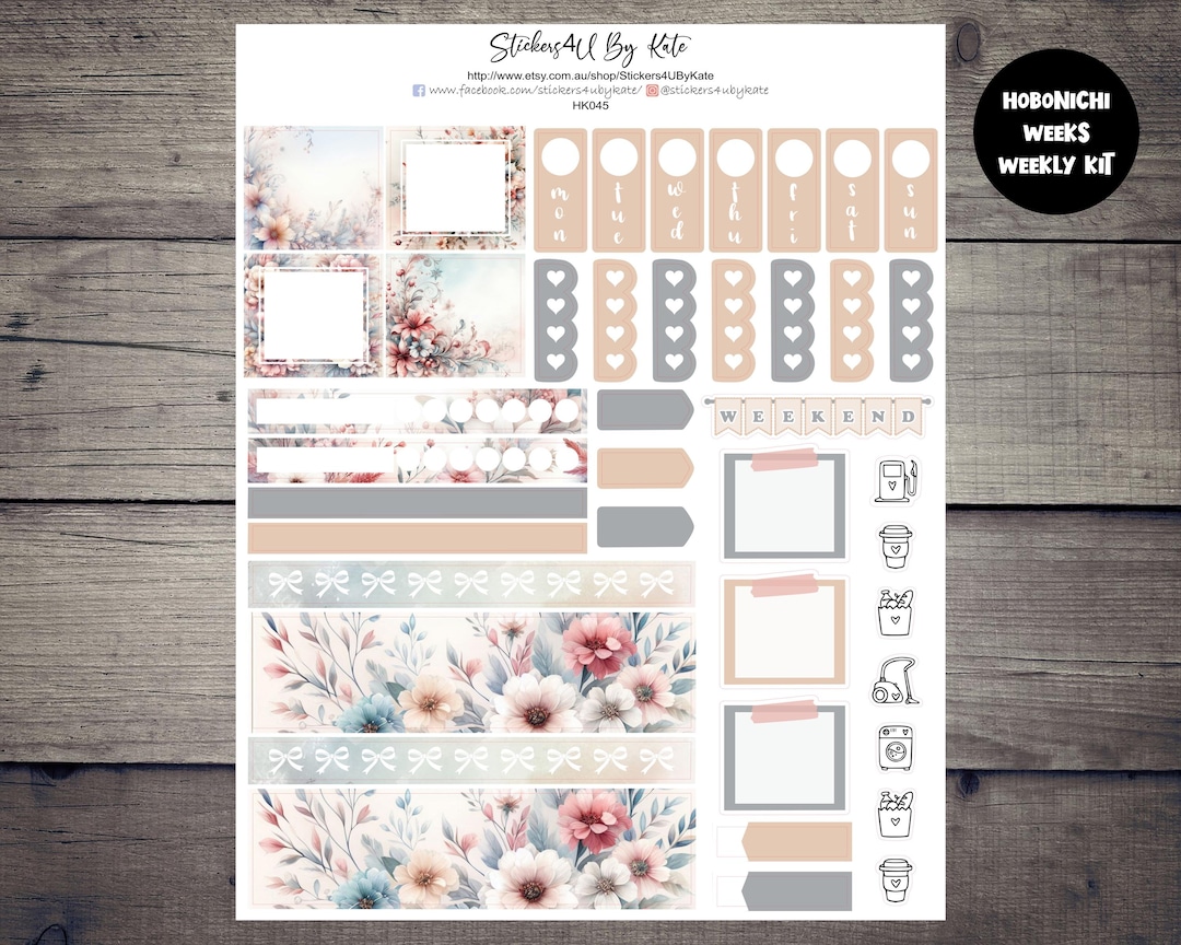 Pastel Floral | Hobonichi Weeks Weekly Sticker Kit | Hobonichi Weeks ...