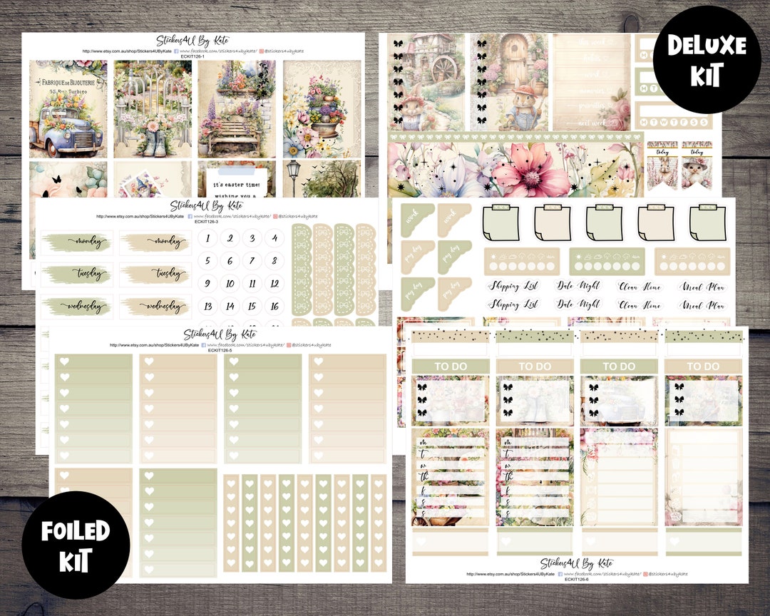 Easter Garden | Foiled Weekly Vertical Planner Stickers Kit ...