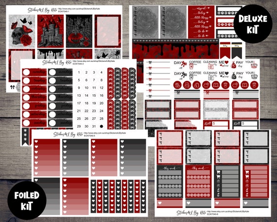 Kikki-K Foiled Weekly Vertical Planner Stickers Kit Erin Condren Red ...