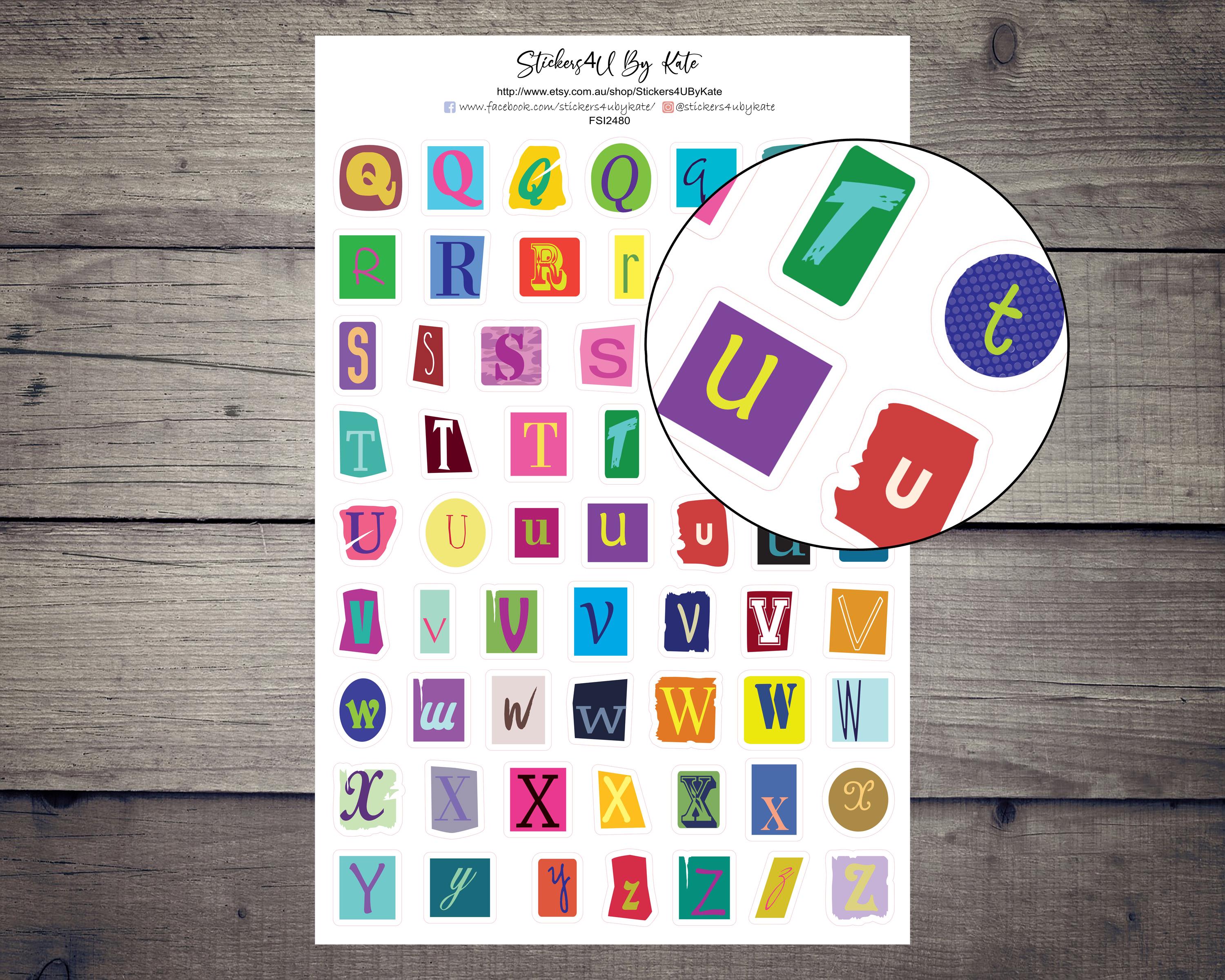 Ransom Note Letters Sticker Sheet | Magazine Letter Sticker | Alphabet ...