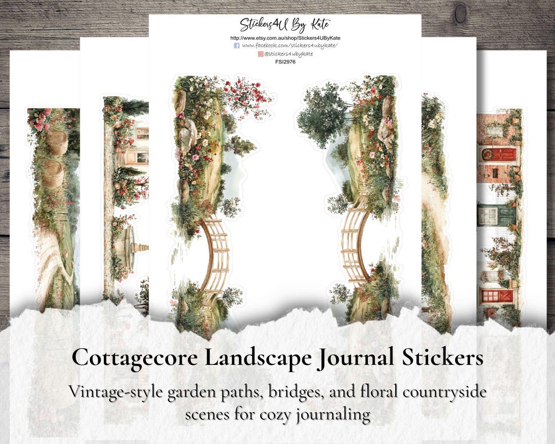 Cottagecore Journal Stickers | Vintage Garden, Planner Scrapbook - Etsy