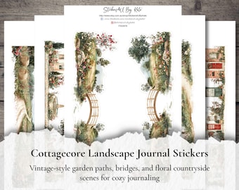 Cottagecore Journal Stickers | Vintage Garden, Planner Scrapbook
