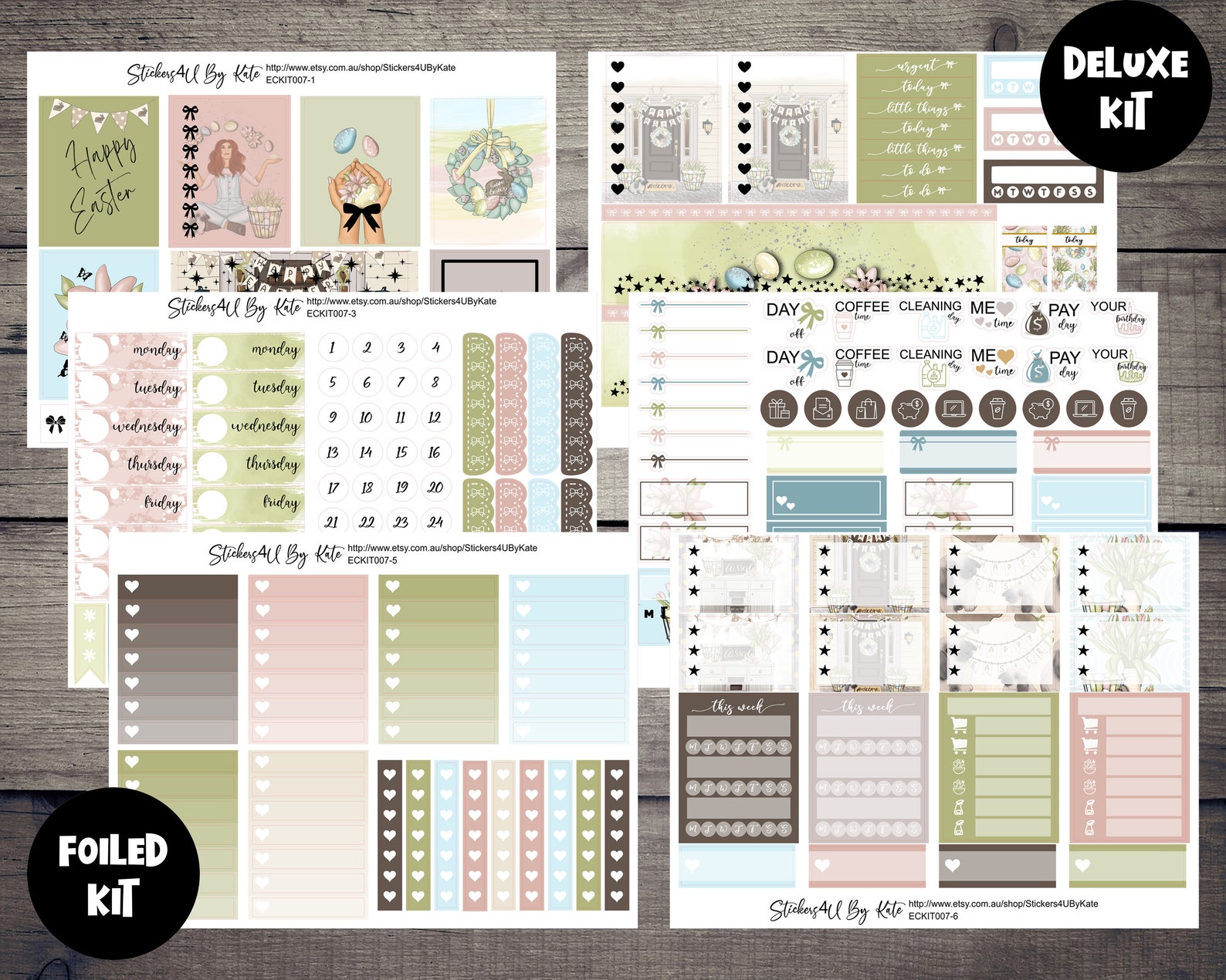 Easter Wishes | Foiled Weekly Vertical Planner Stickers Kit ...