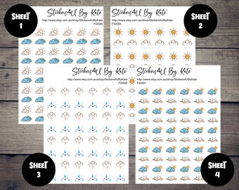 Weather Icon Planner Sticker | Weather Sampler Journal Stickers | Weather Tracker | Erin Condren, Kikki-K, Happy Planner and More