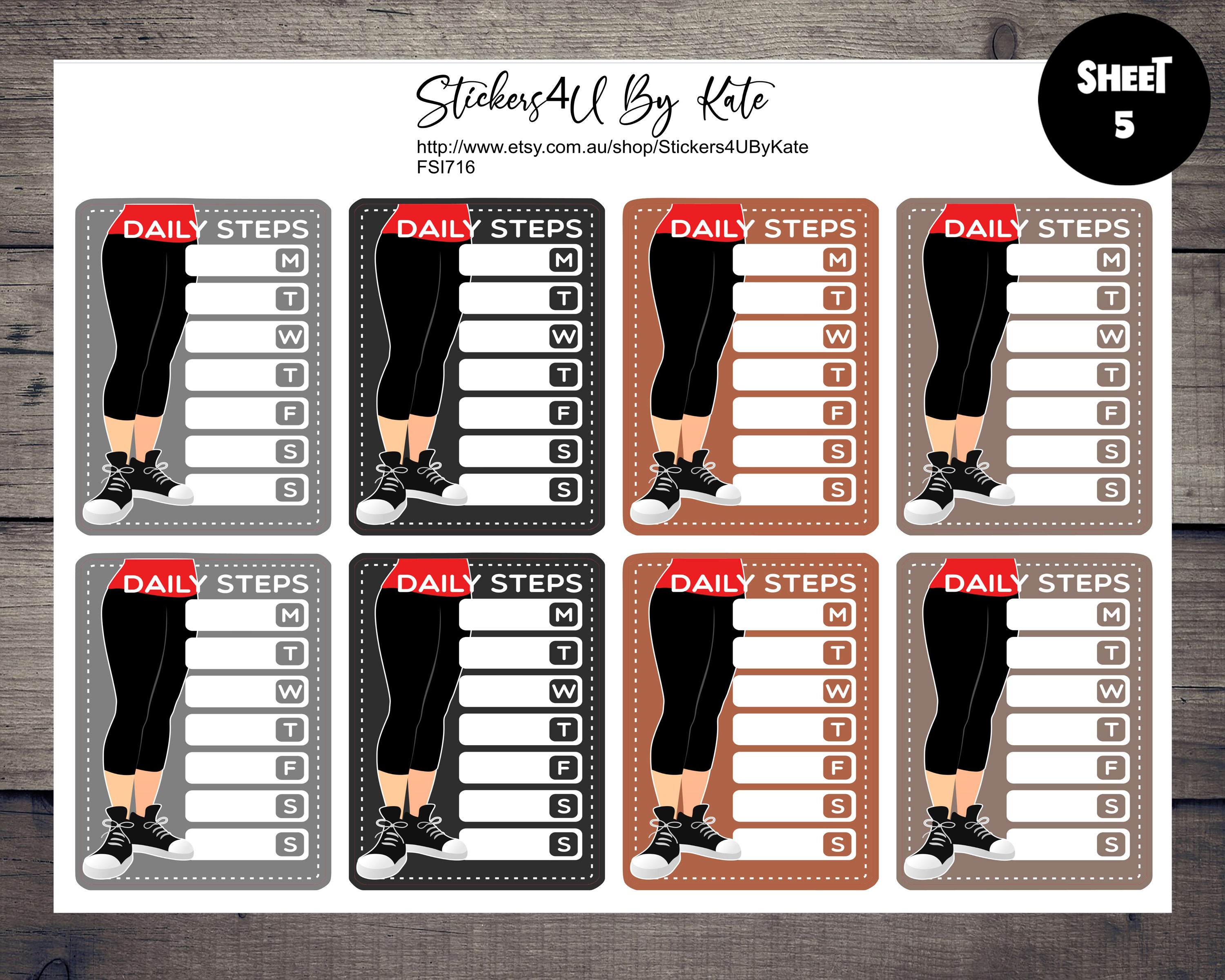 Daily Steps Side Bar | Daily Steps Tracker Planner Sticker | Functional ...