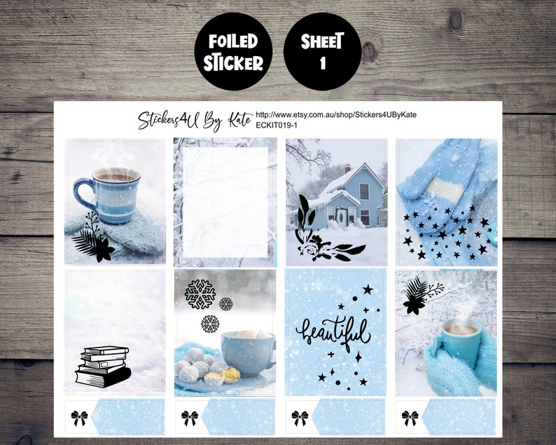 Cozy Winter | Foiled Weekly Vertical Planner Stickers Kit | Individual ...