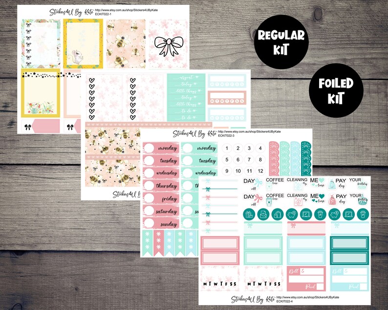 Glitter Garden | Weekly Vertical Planner Stickers Kit | Individual ...