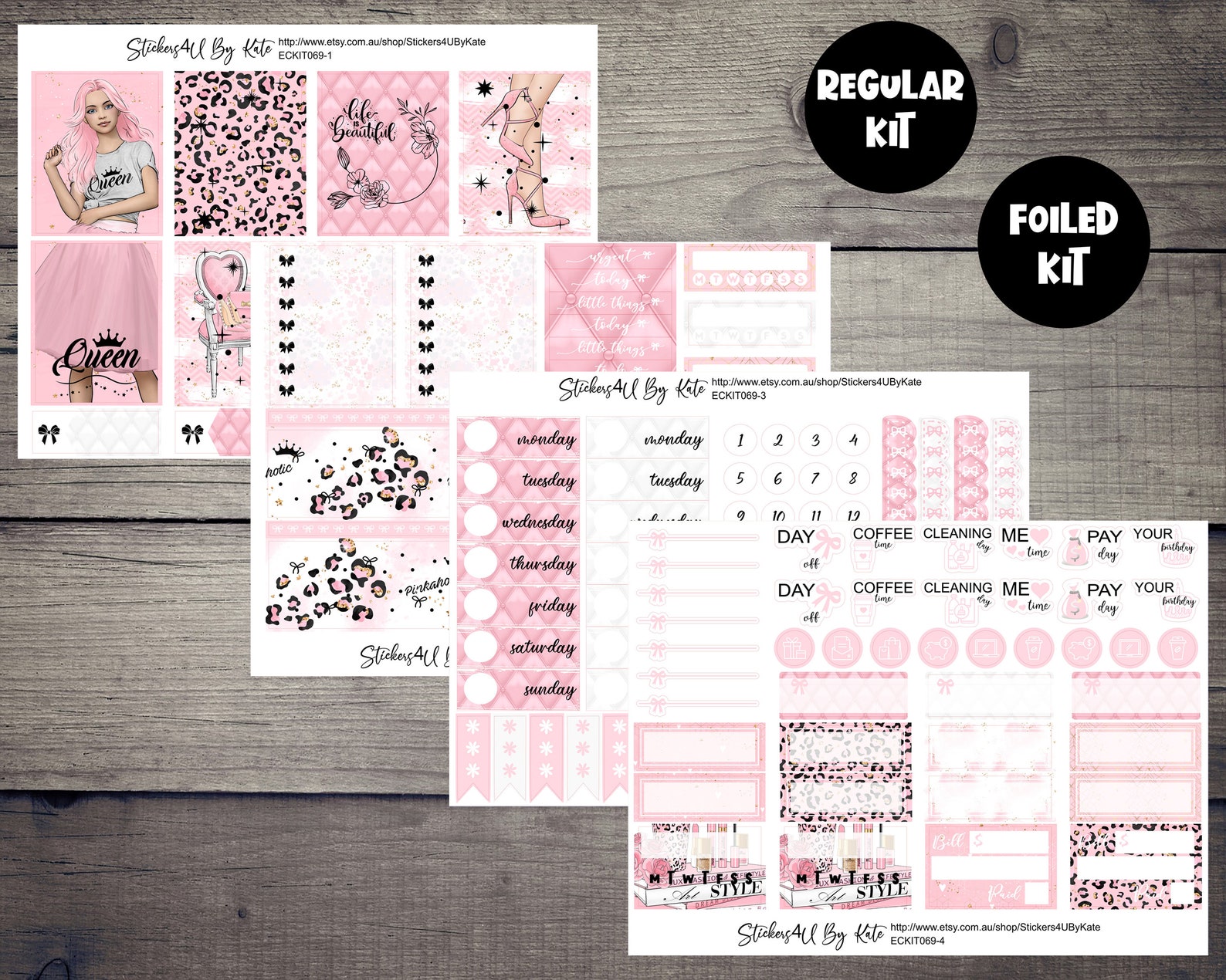 Pinkaholic | Foiled Weekly Vertical Planner Stickers Kit | Individual ...