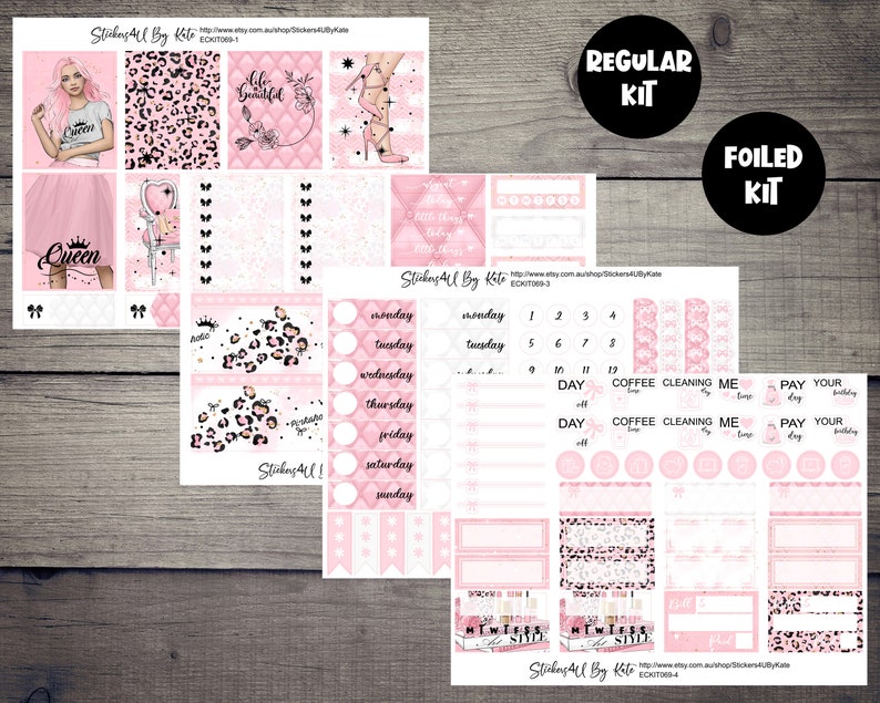 Pinkaholic | Foiled Weekly Vertical Planner Stickers Kit | Individual ...