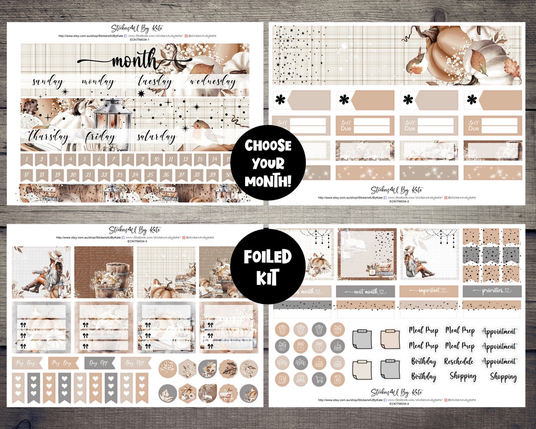 Autumn Farmhouse | Foiled Monthly Planner Stickers Kit Full Kit | Erin ...
