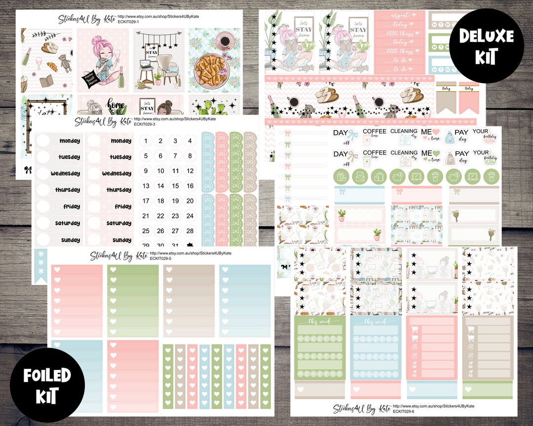 Lets Stay Home | Weekly Vertical Planner Stickers Kit | Individual ...