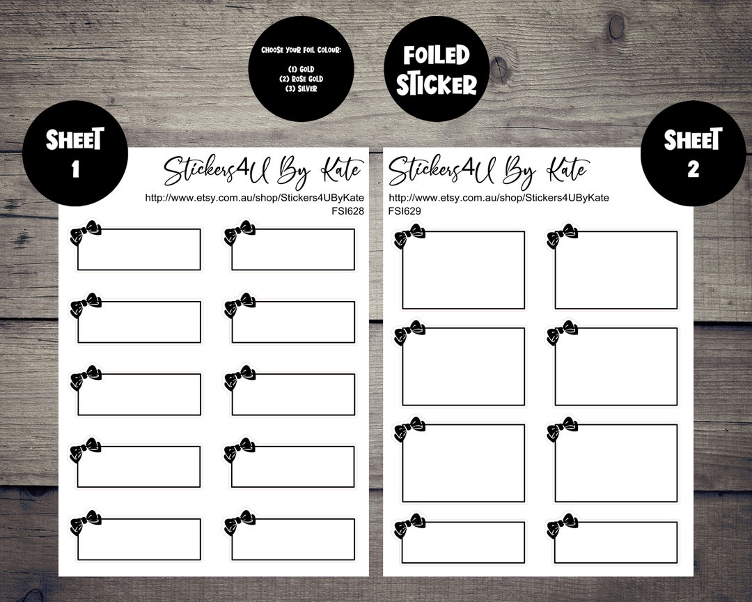 Bow Half and Quarter Boxes | Foiled | Planner Stickers | Erin Condren ...