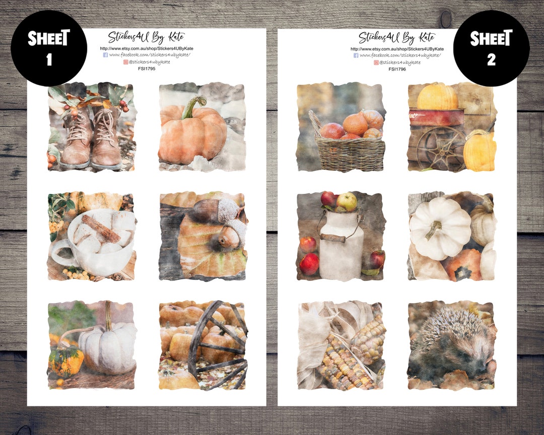 Autumn Photo Sticker Sheet | Bullet Journal Stickers | Planner Stickers ...