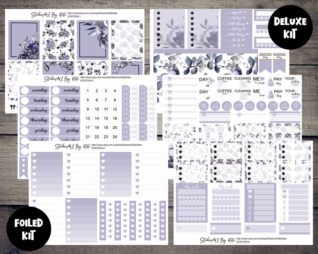 Dark Side Floral | Foiled Weekly Vertical Planner Stickers Kit ...