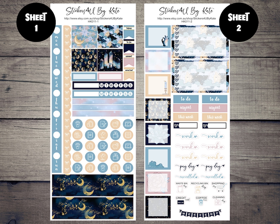 Celestial | Hobonichi Weeks Weekly Sticker Kit | Individual Sheets or ...