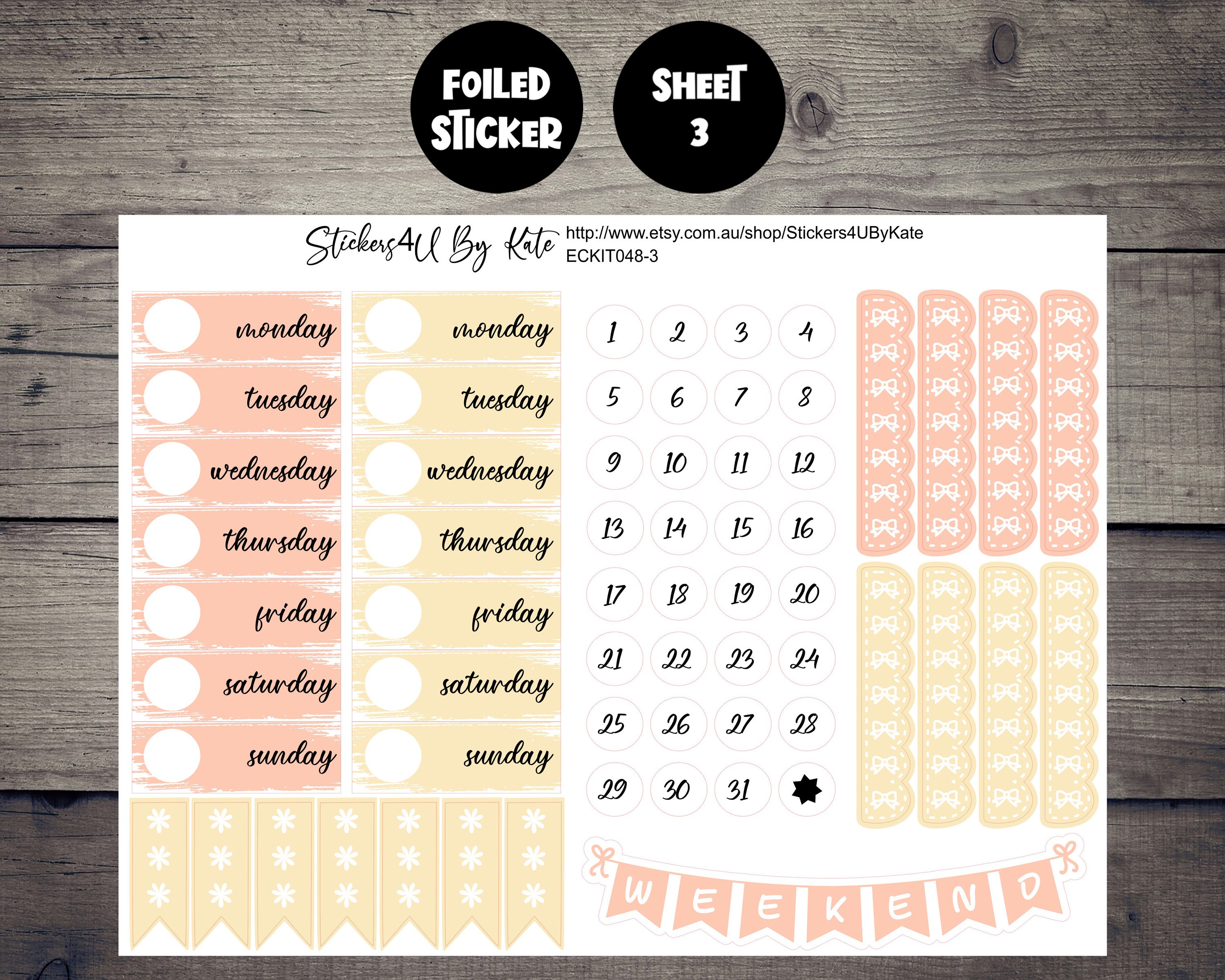 Bee Honey | Foiled Weekly Vertical Planner Stickers Kit | Individual ...
