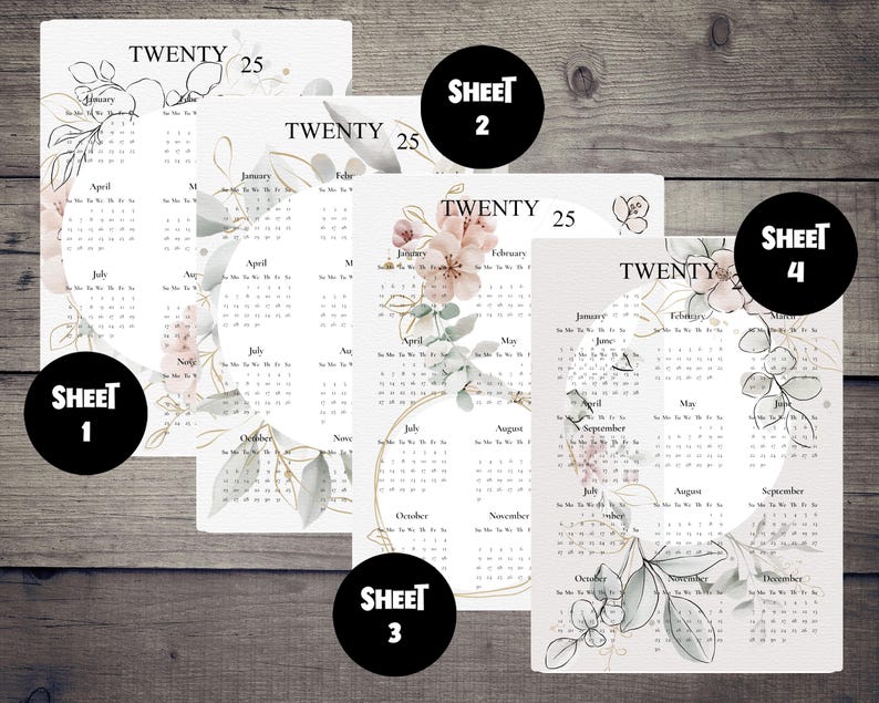 2025 Floral Calendar Dashboard Happy Planner,a5, B6,personal Planner