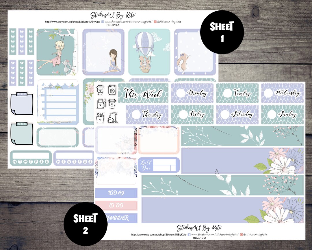 Spring Rabbit | Hobonichi Cousin (A5) Weekly Sticker Kit | Individual ...