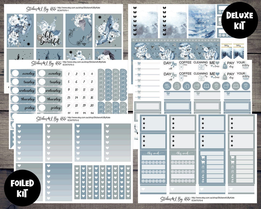 Marine | Foiled Weekly Vertical Planner Stickers Kit | Individual ...