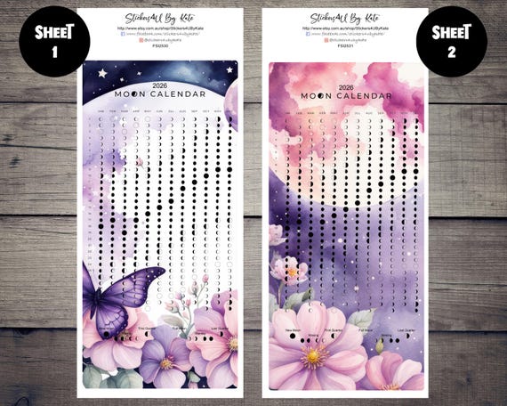 Hobonichi Weeks Moon Phase Calendar 2026 | Hobonichi Weeks Note Page Stickers | Hobonichi, Kikki-K, HP, bullet journal