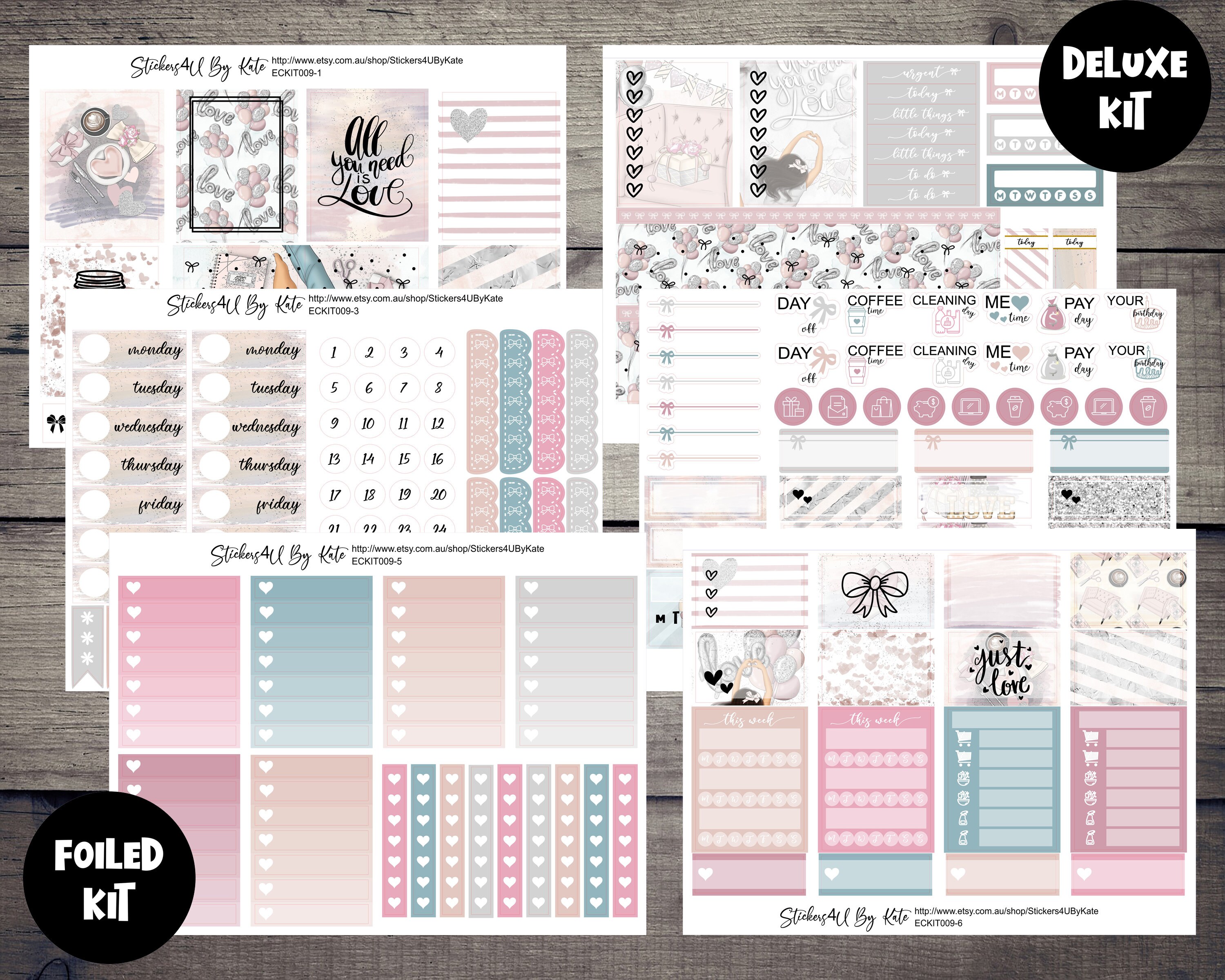 All You Need is Love | Foiled Weekly Planner Stickers Kit | Individual ...