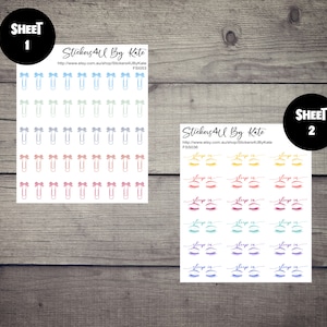 Mini Icon | Paperclip with Bow | Sleep in | Eye Lash | Planner Stickers - Erin Condren, Kikki-K, Happy Planner and More