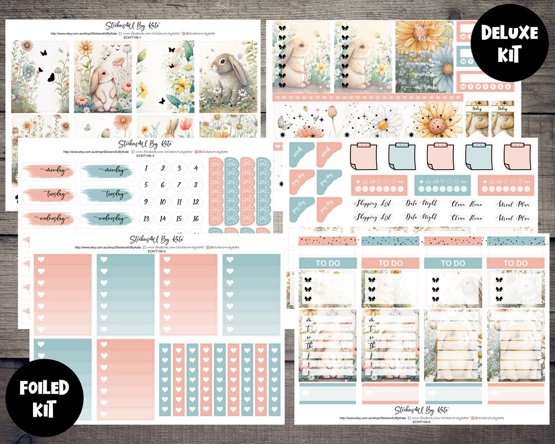 Easter | Foiled Weekly Vertical Planner Stickers Kit | Individual ...