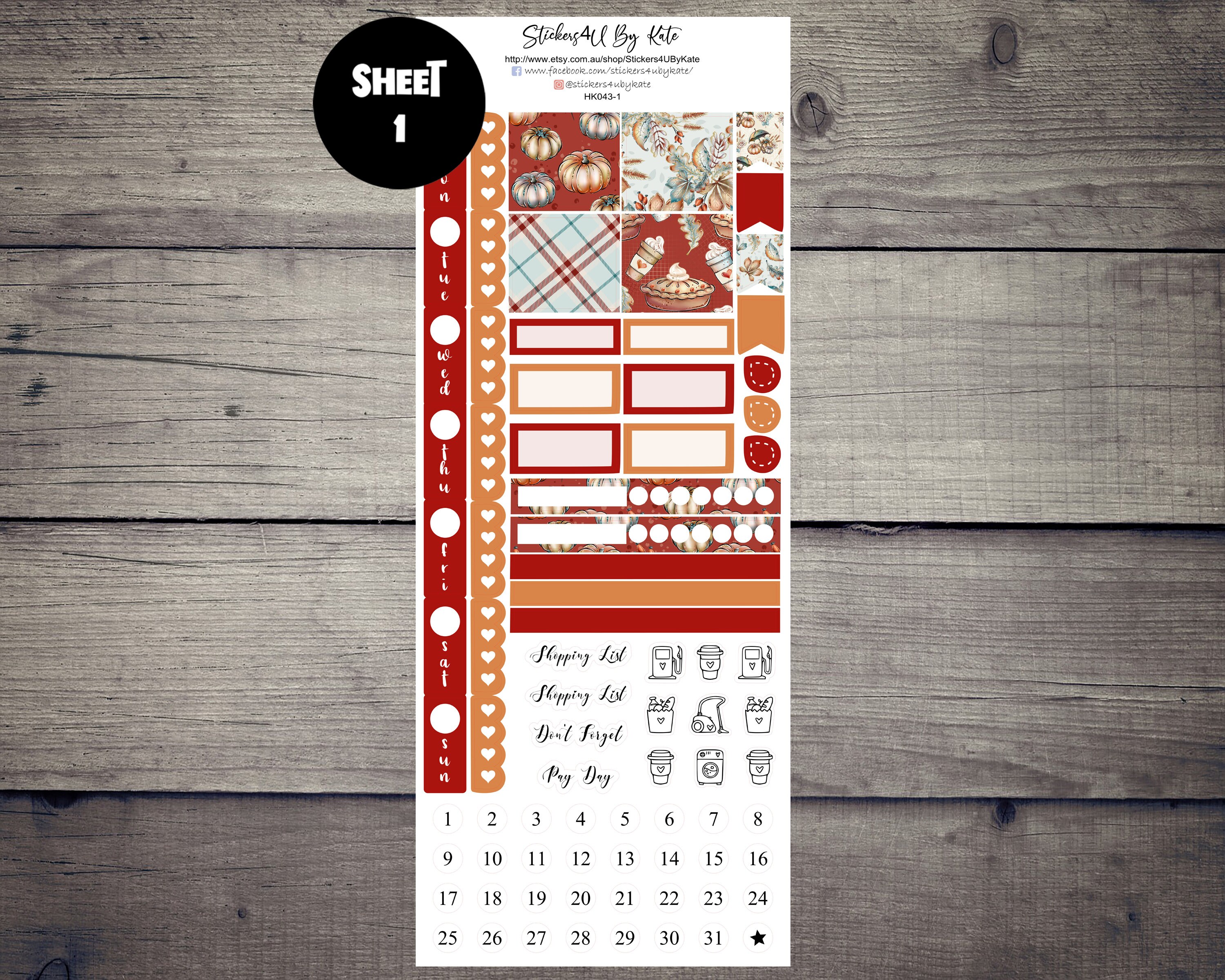 Fall Angel | Hobonichi Weeks Weekly Sticker Kit | Individual Sheets or ...