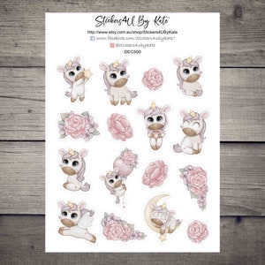 Niedliche Einhorn Clipart | Süßer Einhorn Dekorativer Planer Aufkleber | Erin Condren, Kikki-K, Happy Planner und Mehr