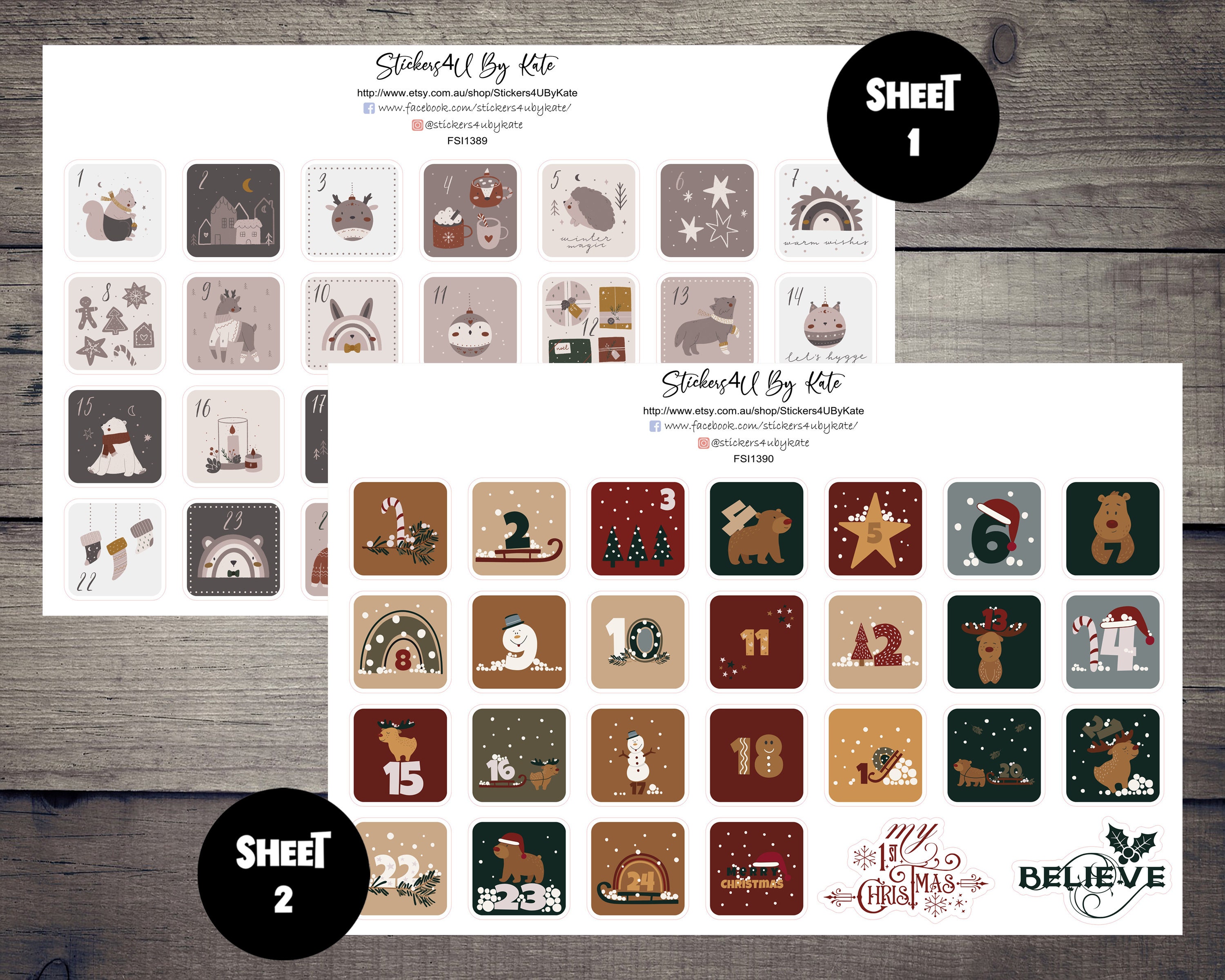 Christmas Countdown Planner Stickers Christmas Advent - Etsy