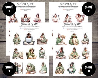 Introvert Girl Workout Clipart | Introvert Girl Decorative Stickers | Erin Condren, Kikki-K, Happy Planner and More