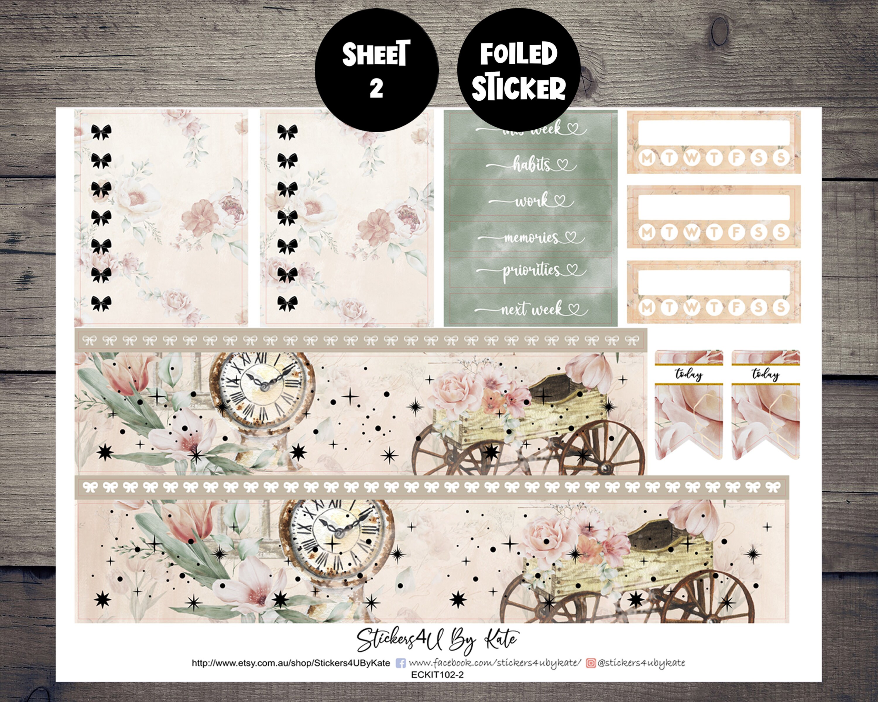 Imagination Bloom | Foiled Weekly Vertical Planner Stickers Kit ...