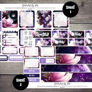 Magnolia Moon | Hobonichi Cousin (A5) Weekly Sticker Kit | Individual sheets or full kit | Hobonichi Cousin Planner | Hobonichi