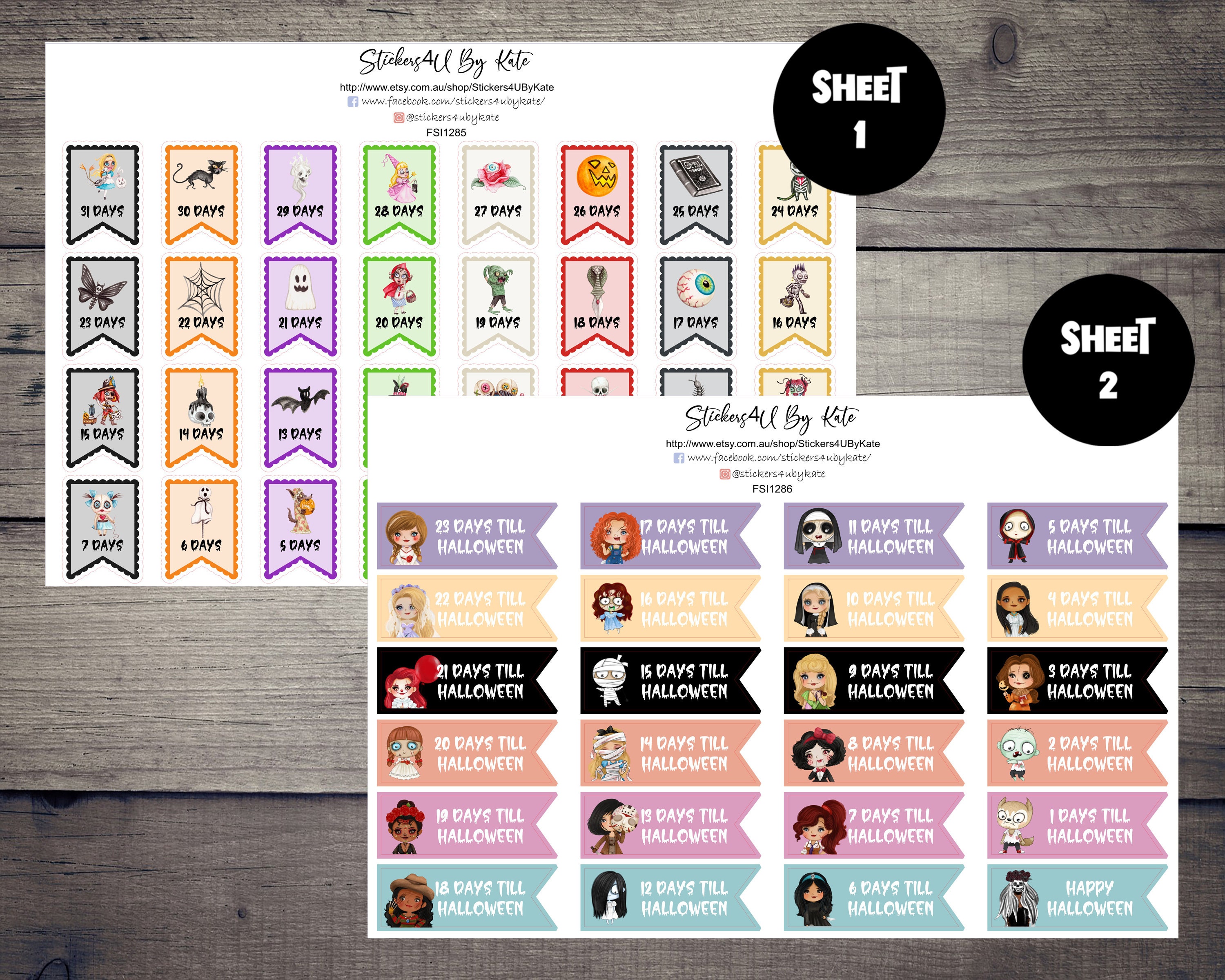 Halloween Countdown Planner Stickers Halloween Advent - Etsy