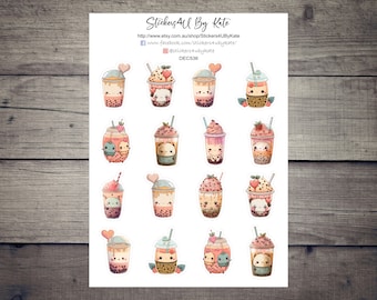Valentines Day Boba Tea Clipart | Valentines Day Boba Tea Decorative Planner Sticker | Erin Condren, Kikki-K, Happy Planner and More