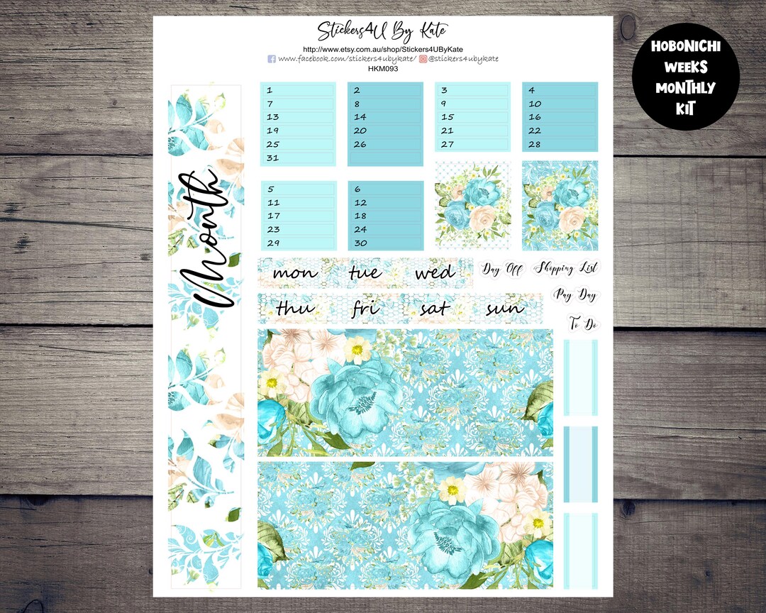 Aqua Dreams | Hobonichi Weeks Monthly Sticker Kit | Hobonichi Weeks ...