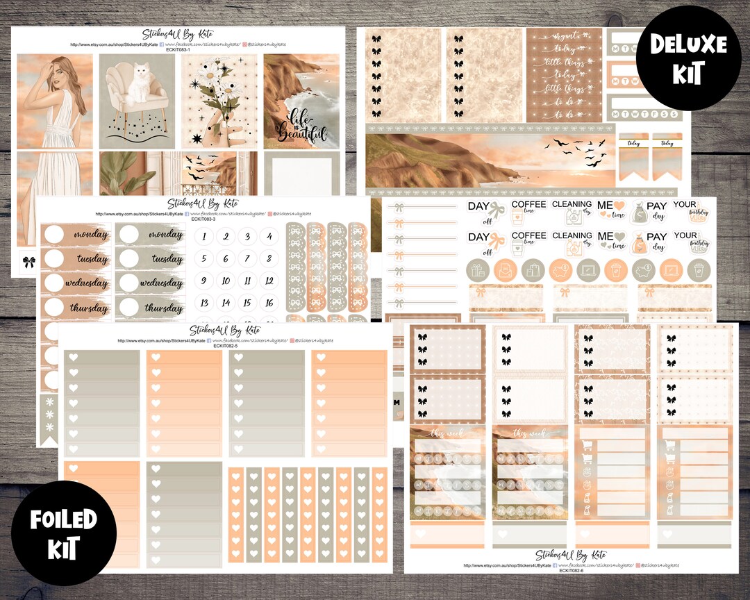 Sunset | Foiled Weekly Vertical Planner Stickers Kit | Individual ...