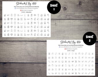 Minimalist Line Icons Sticker Sheet | Doodle Icons | Functional Planner Stickers - Erin Condren, Kikki-K, Happy Planner and More