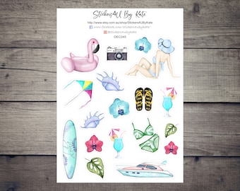 Summer Paradise clipart | Beach Decorative Planner Sticker | Erin Condren, Kikki-K, Happy Planner and More