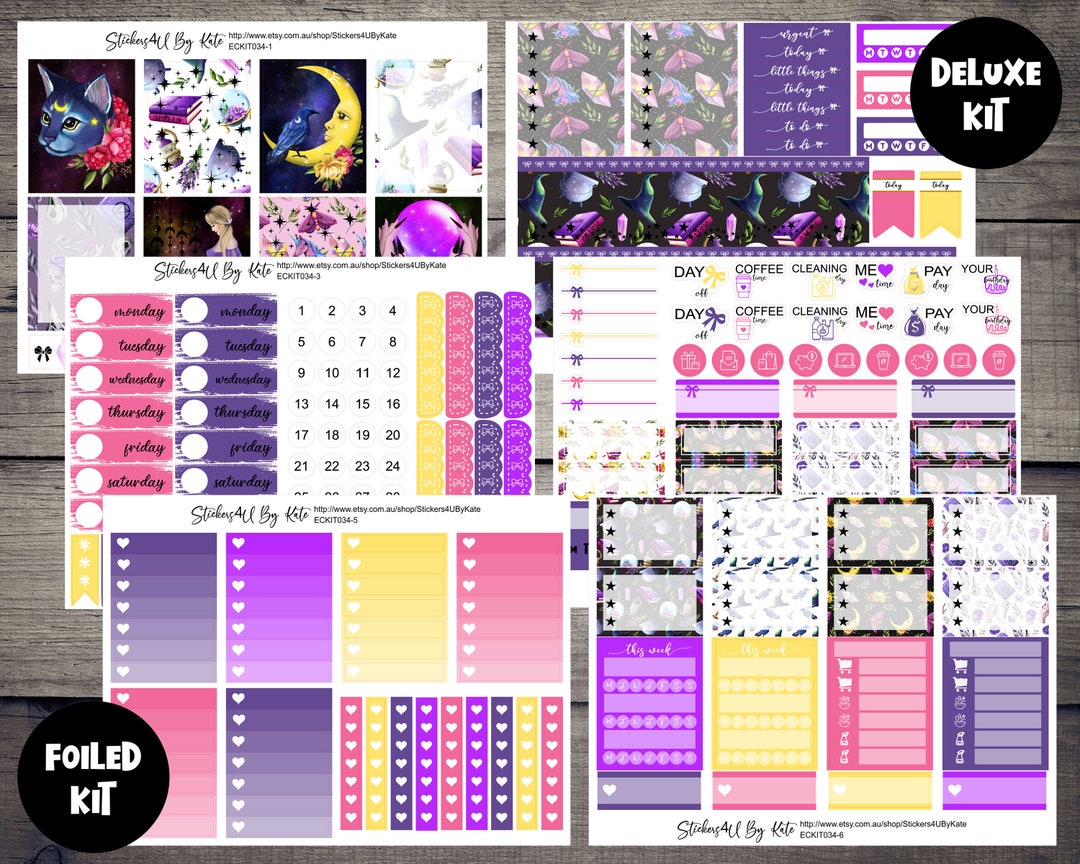 Witchcraft | Foiled Weekly Vertical Planner Stickers Kit | Individual ...